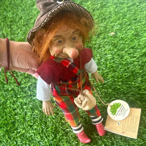 Elf Doll with Red and Green Plaid Outfit Sculpture